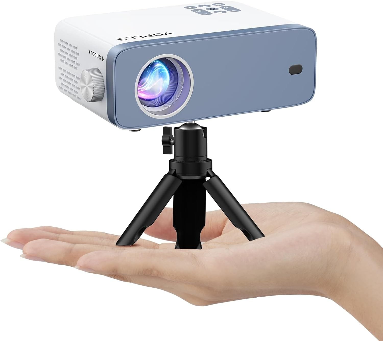 Ultimate AI Gadgets Tools Tech Solutions – AI MasterHub : Compact mini projector with AI optimization for automatic focus, brightness adjustment, and enhanced visuals.