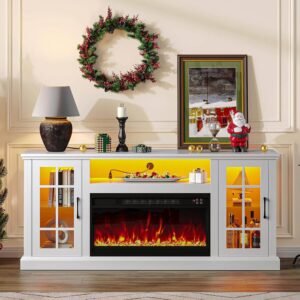  Innovative Home Appliances : Rolanstar Fireplace TV Stand with LED and Power Outlets, White Entertainment Center with Electric Fireplace for 45-70 inch TVs