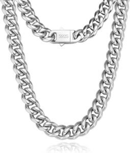 Affordable Stylish Jewelry Online USA : 9mm Silver Miami Cuban Link Chain Necklace for Men