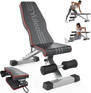 11 Best Home Fitness Accessories : Yoleo adjustable weight bench for full-body workouts, foldable bench for Best Home Fitness Accessories 2025 : home gym strength training with incline, decline, and flat settings.