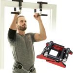 Jayflex CrossGrips compact pull-up bar with adjustable handles for door frames, supporting 250 lbs capacity for home fitness.