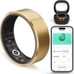 YULUCKGO Health Tracker Fitness Ring – Smart Ring for Health Monitoring for Men and Women (Gold, Size 9)