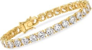 Affordable Stylish Jewelry Online USA : Ross-Simons 23.00 ct. t.w. CZ Tennis Bracelet in 18kt Gold Over Sterling