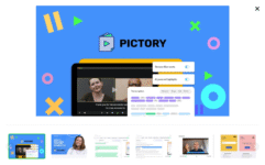 Pictory AI video creation app interface on laptop screen