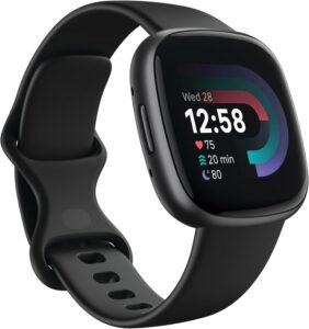 Fitbit Versa 4 Fitness Smartwatch with GPS and Heart Rate Monitoring in Black best android smartwatch 2025 : Fitbit Versa 4 Fitness Smartwatch with GPS, 24/7 Heart Rate Monitoring, Sleep Tracking, and 40+ Exercise Modes in Black/Graphite