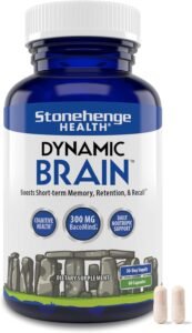 Stonehenge Dynamic Brain – 40 Nootropics for Memory, Focus & Recall 🏷️ Title: Stonehenge Health Dynamic Brain Supplement with BacoMind for Memory Support