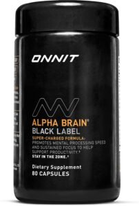 ONNIT Alpha Brain Black Label – Focus, Memory & Concentration Support ONNIT Alpha Brain Black Label Premium Brain Supplement Capsules