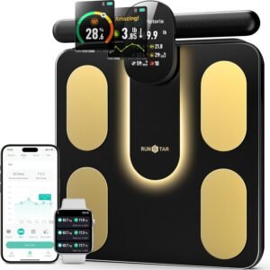 Best Smart Scales 2025 for Accurate Body Tracking at Home 4 best smart scales 2025 : Runstar Smart Scale with 8 electrodes for body weight, fat, BMI, and body composition tracking