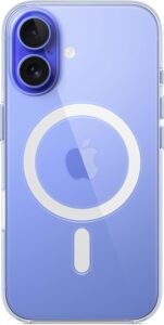 Apple iPhone 16 Review : Apple iPhone 16 clear phone case with MagSafe compatibility and camera control cutouts, smooth glossy finish