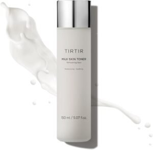 K-Beauty Picks 2025 : TIRTIR Milk Toner with rice bran extract and chamomile – deep hydration and glowing skin