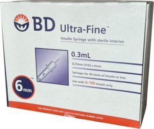 BD Ultra-Fine Insulin Syringes 31G 3/10cc 6mm – 90 Count Box