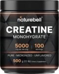 NatureBell Creatine Monohydrate Powder 500g container, pure micronized creatine for muscle support